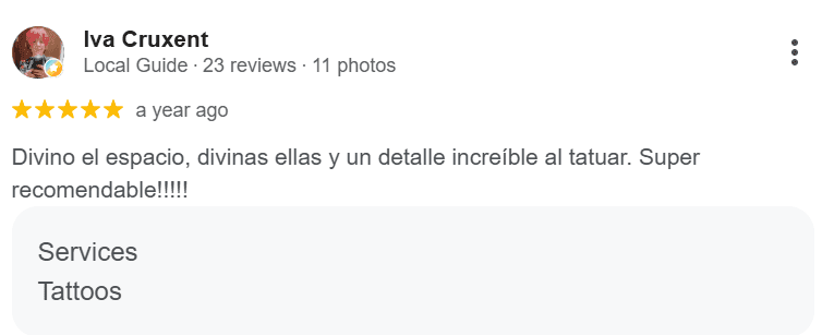 Ressenya de Google de l'Olivera - tattoo & co