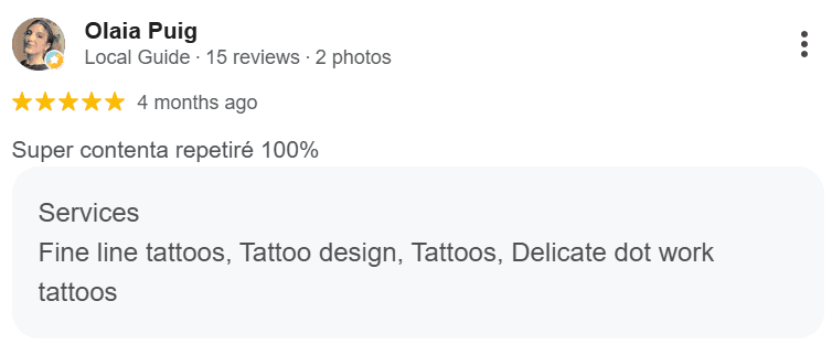 Ressenya de Google de l'Olivera - tattoo & co
